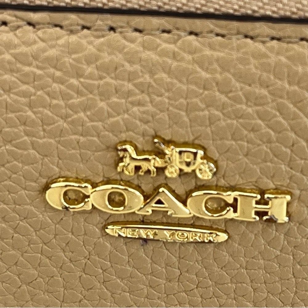 Coach Long Zip Around Accordion Wallet Tan Taupe Pebbled Leather Gold Hardware - Picture 10 of 10